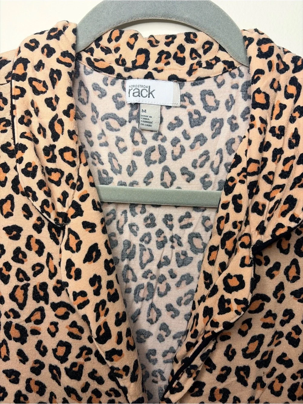 Nordstrom Pink Leopard Print Short Sleeve Button-Down Top